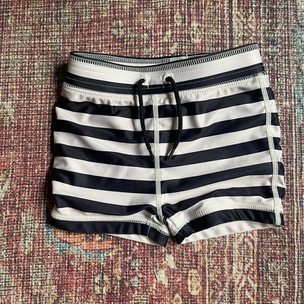 Tea collection 12-18 month Striped Black and White Swim Shorts